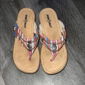 Minnetonka Women's Striped Sandals - Pink and Blue